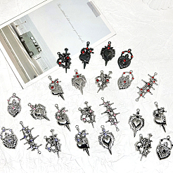 24 stücke 12 stile legierung strass stecker charme&nbsp;FIND-SC0022-21B