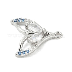 Ciondolo connettore animale marino in ottone con pavé di zirconi cubici blu cielo e trasparenti&nbsp;KK-M326-07C-P