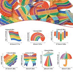 14 Stück 7 Formen bedruckter Acryl-Glitzerpulver-Anhänger im Regenbogen-Stil&nbsp;OACR-CJ0001-93
