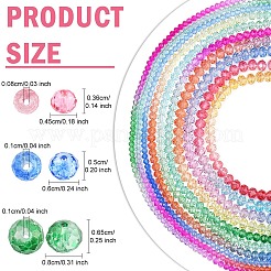 10 filo 10 fili di perline di vetro dipinte trasparenti colorate&nbsp;DGLA-YW0001-39A