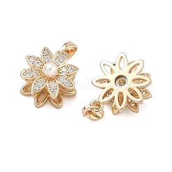 Pendentifs rotatifs en laiton sertis de micro-pavés de zircone cubique transparente&nbsp;KK-A287-08G