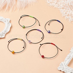 Set di braccialetti con perline intrecciate rotonde a lume da 5 pz 5 colori per le donne&nbsp;BJEW-JB08787