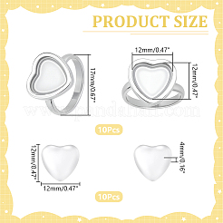 DIY 304 Edelstahl Herz Fingerringe Herstellungssets&nbsp;STAS-HY0001-96