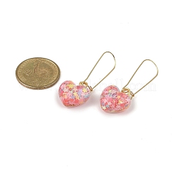 2 paire de 2 boucles d'oreilles créoles pendantes en résine en forme de cœur et de fleur&nbsp;EJEW-JE06352