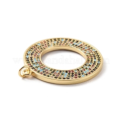 Colgantes de circonitas cúbicas de colores con micro pavé de latón chapado en rack&nbsp;KK-F852-17G-03