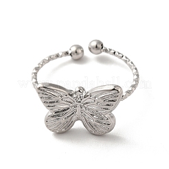 Anillos de puño abiertos de mariposa de acero inoxidable 304 que no se deslustran para mujer&nbsp;RJEW-H136-05P