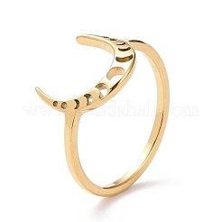 Anello da dito in acciaio inossidabile 201 con fasi lunari per donna&nbsp;RJEW-A006-07G-1