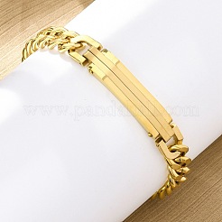 Pulseras de cadena de eslabones cubanos de acero inoxidable 304 para mujeres y hombres.&nbsp;BJEW-R018-01G