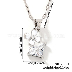 Colliers pendentifs en forme de trèfle en forme de moulin à vent en laiton pavé de zircone cubique transparente&nbsp;VY0844-1