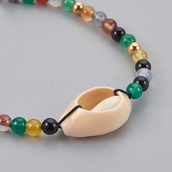 Braccialetti di perline intrecciati in agata naturale&nbsp;BJEW-JB04078-02