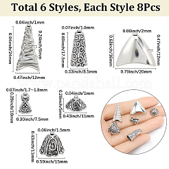 48 Stück 6 Stile apetalous Legierung Perle Kegel&nbsp;FIND-SP0003-52