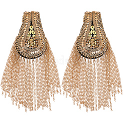 Pompon en chaîne de fer en forme de larme avec épaulettes en strass&nbsp;AJEW-WH20006-326A-G