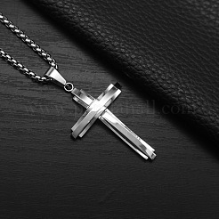 Collana lunga con ciondolo a forma di croce in acciaio inossidabile 304&nbsp;FS-WG328E8-01