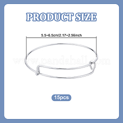 15 bracelet réglable en acier inoxydable&nbsp;BJEW-UN0001-64MS