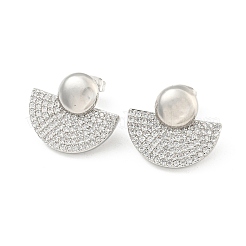 Aretes de circonita cúbica transparente con pavé de latón en forma de abanico&nbsp;EJEW-M258-34P