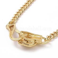 Collier pendentif léopard en zircone cubique avec chaînes gourmettes en laiton pour femme&nbsp;NJEW-G096-01G-04