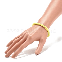 Bracciale elasticizzato con perline rotonde in acrilico color caramello per donna&nbsp;BJEW-JB08052