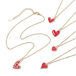 5 pieza 5 estilos collares colgantes de esmalte rojo de aleación con forma de corazón para el día de San Valentín&nbsp;NJEW-JN05138