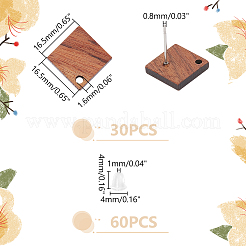 30 Stück Kamel-Ohrstecker aus Naturholz&nbsp;EJEW-UN0002-33B