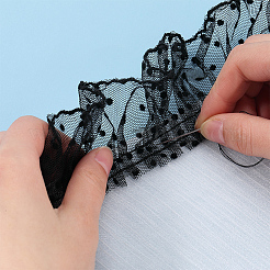Ruban de bordure en dentelle plissée en polyester de 10 m&nbsp;DIY-GF0009-03B