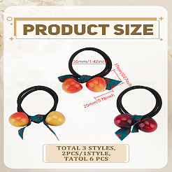 6 Stück 3 Farben Acryl Polyester Haarschmuck&nbsp;OHAR-LP0003-004