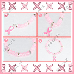 DIY-Set zur Herstellung eines Brustkrebs-Bewusstseinsarmbands&nbsp;DIY-SC0021-74