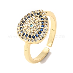 Bagues ouvertes en laiton avec micro pavé de zircones cubiques pour femmes&nbsp;RJEW-K264-09D-G