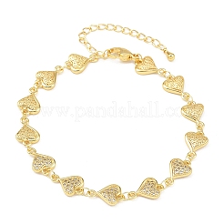 Messing-Gliederkettenarmbänder mit Mikropflaster und klarem Zirkonia für Damen&nbsp;BJEW-A090-09D-G