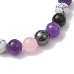 8mm runder natürlicher Obsidian & gefärbter Quarz & gefärbte Jade&nbsp;BJEW-JB10437