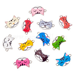 12 Stück 12 Farben Legierung Emaille Kätzchen Verbinder Charms&nbsp;FIND-TA0008-95