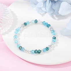 3 Stück 3 Farben facettierte runde galvanisierte Glasperlen Stretch-Armbänder für Frauen&nbsp;BJEW-JB11628