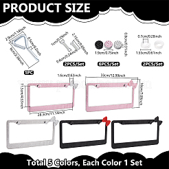 5 ensemble de cadres en acier inoxydable et strass acryliques bicolores pour plaque d'immatriculation&nbsp;DIY-WA0001-32A