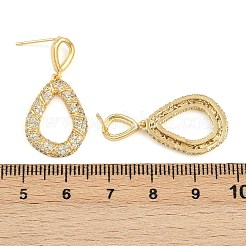 Orecchini pendenti in zircone chiaro con micro pavè di zirconi in ottone&nbsp;EJEW-K312-07G