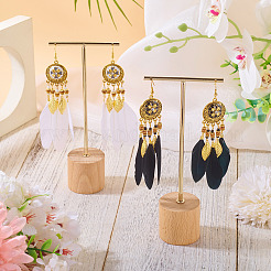 2 par de pendientes de araña de plumas de 2 colores&nbsp;EJEW-TA0001-81A