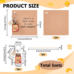 5 ensemble de porte-clés pendentifs toast en bois et résine&nbsp;KEYC-FG0001-24
