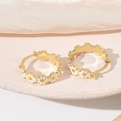Boucles d'oreilles créoles en laiton émaillé pour femme&nbsp;EJEW-A167-27B-01