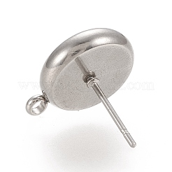 Elementi per orecchini a bottone in acciaio inossidabile 304 anti-ossidazione&nbsp;STAS-K202-04D-P