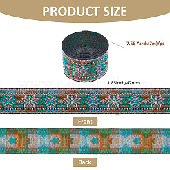 Rubans de fleurs en jacquard de polyester de style ethnique&nbsp;SRIB-WH0011-263A