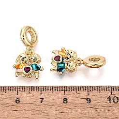 Europäische Anhänger aus Messing mit Mikropflaster und klarem Zirkonia und Emaille&nbsp;KK-T079-70G