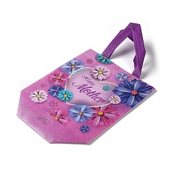 Sacchetti regalo pieghevoli riutilizzabili in tessuto non tessuto stampati a tema festa della mamma con manico&nbsp;ABAG-F009-C02