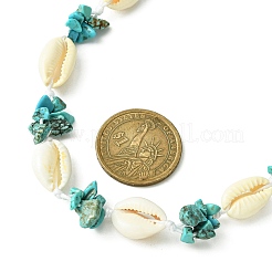 Collier de perles en coquillage naturel et puces turquoise synthétiques pour filles et femmes&nbsp;NJEW-TA00115