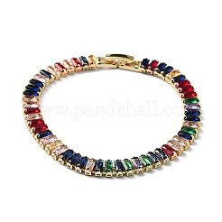Braccialetti a catena con micro pavè di zirconi cubici in ottone placcato a cremagliera con chiusure pieghevoli&nbsp;BJEW-C052-02G