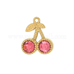 Breloques en acier inoxydable 304 pavées de zirconiums cubiques roses&nbsp;CU-OY001-42G