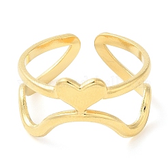 Offener Manschettenring aus 304 Edelstahl mit Herzmotiv für Damen&nbsp;RJEW-I098-22G