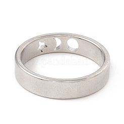 Bague lune et étoile en acier inoxydable 201 anti-ternissement pour femme&nbsp;RJEW-A006-02P