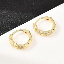 Orecchini a cerchio in ottone con micro pavé di zirconi cubici trasparenti&nbsp;EJEW-D348-18G