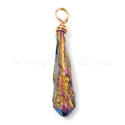Pendentifs enveloppés de fil de cuivre en cristal de quartz naturel brut brut galvanisé&nbsp;PALLOY-JF02411-01