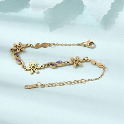 Bracelets à maillons en acier inoxydable 304 avec strass&nbsp;SA-CBAF6AD-14G