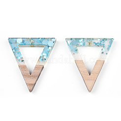 Colgantes de resina transparente y madera blanca&nbsp;RESI-N039-50