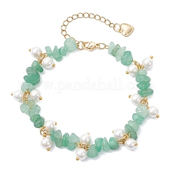 Armbänder aus natürlichen grünen Aventurin-Chip-Perlen für Frauen&nbsp;BJEW-JB12301-01